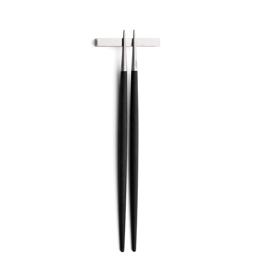 Cutipol Goa black matt stainless steel finish, black resin handles, and minimalist design for a luxurious dining experience -  chopsticks with pillow hashi-oki