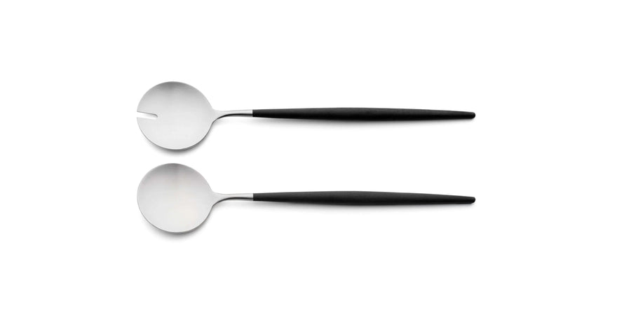 Cutipol Goa black matt stainless steel finish, black resin handles, and minimalist design for a luxurious dining experience -  2pc salad server set