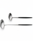 Cutipol Goa black matt stainless steel finish, black resin handles, and minimalist design for a luxurious dining experience - 2pc spoon server set