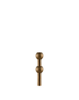 A single bronze-finished metal decorative vase with two rounded ball details on a plain white background.