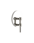A polished chrome wall-mounted candle stand with a matching chrome support bracket and pole, shown against a solid white background.