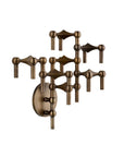 A multi-light wall sconce with an ornate Art Deco style design, featuring multiple arms and a round backplate in a dark bronze finish, shown against a plain white background.