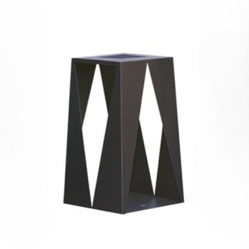 Black geometric solar lantern on a white background