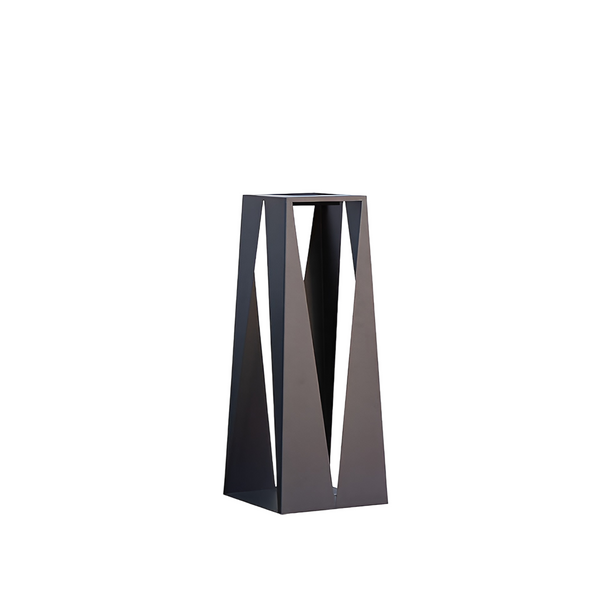Black geometric solar lantern on a white background