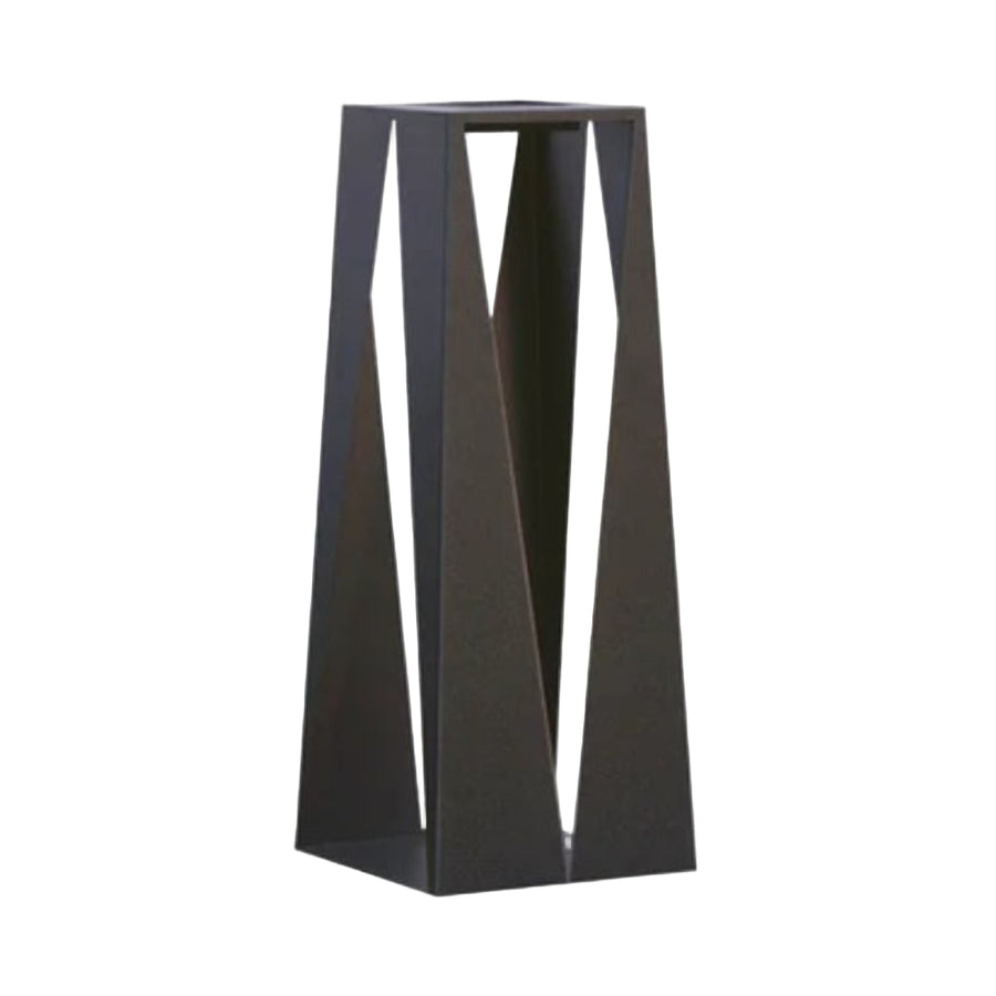 Black metal solar lantern on a white background