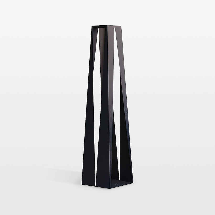 Black geometric tall floor solar lantern on a white background
