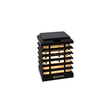 A black solar pontoon light with a white background