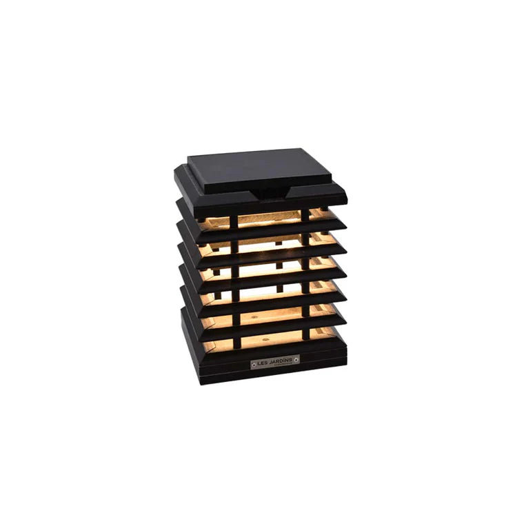 A black solar pontoon light with a white background