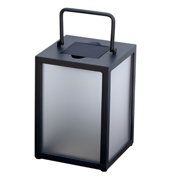 Black square solar lantern on a white background