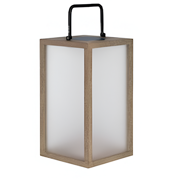 Square solar lantern with a handle on a white background