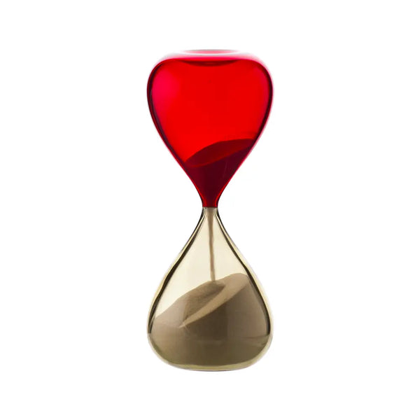Clessidra Straw Yellow & Red Hourglass Murano Sculpture