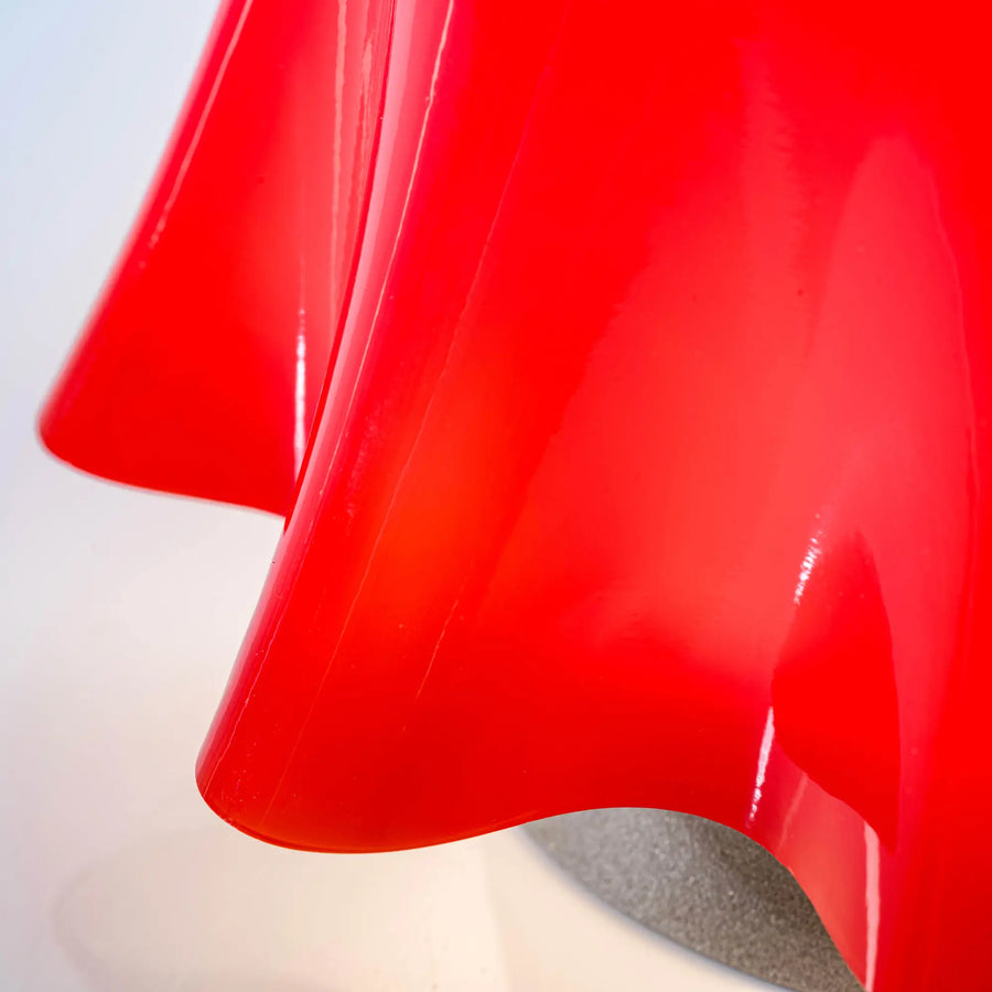  Closeup of Fantasmino red table lamp from Venini at Spacio store in Mumbai