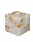 Decorative box with gold accents on a white background