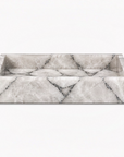 White quartz rectangular tray on a white background