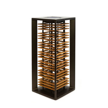 Wooden indoor outdoor solar lanters on a white background