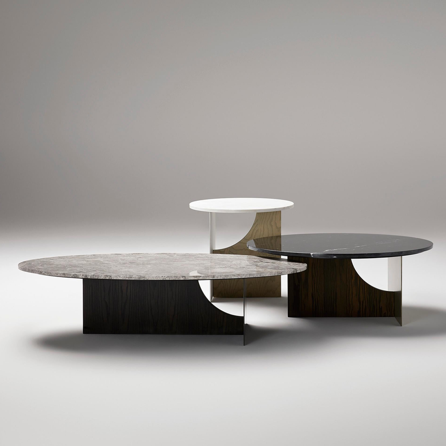 Coleccion Alexandra Coro Large & Small Centre Coffee Table with side table on grey back ground available at Spacio India for luxury home decor collection of indoor furniture.