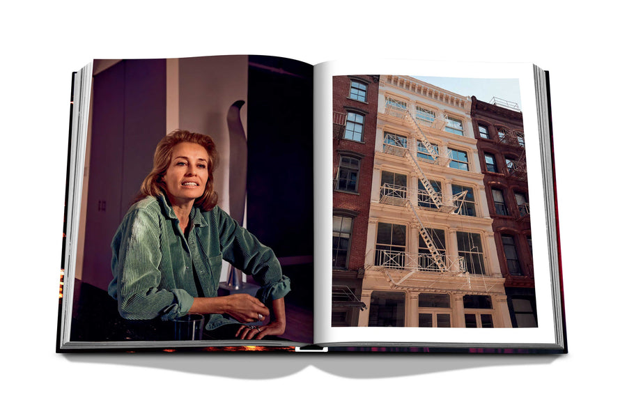 Assouline New York Chic coffee table book displaying photos of Frederique van der Wal, a Dutch Former model & Apartment building of New York city on white back ground available at Spacio India for luxury home decor accessories collection of Travel Coffee Table Books.