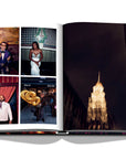 Assouline New York Chic coffee table book displaying photos of people at party & Crystal Building of New York City on white back ground available at Spacio India for luxury home decor accessories collection of Travel Coffee Table Books.