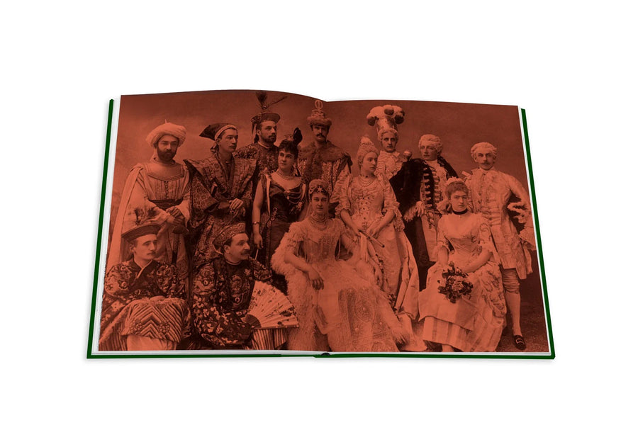 Assouline Bals: legendary costume balls of the twentieth century coffee table book displaying Boniface Castellane (1867-1932) clicked by Paul Nadar on a white back ground available at Spacio India for luxury home decor accessories collection of Fashion Coffee Table Books.