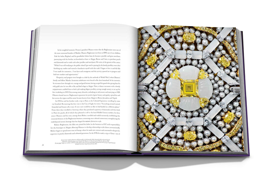 Assouline Boghossian: Expertise Craftsmanship Innovation coffee table book displaying photo of Boghossian Diamonds Design on white background at Spacio India for luxury home decor collection of Jewellery Coffee Table Books.