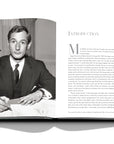 Assouline Dior by Marc Bohan coffee table book displaying vintage photo of Marc Bohan with information on a white back ground available at Spacio India for luxury home decor collection of Fashion Coffee Table Books.