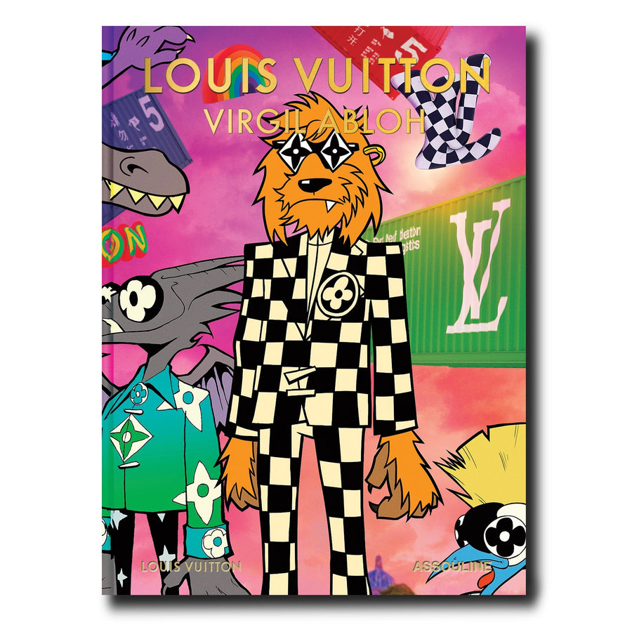 Front cover of Assouline Louis Vuitton: Virgil Abloh (Classic Cartoon Cover) coffee table book on on white back ground available at Spacio India for luxury home decor collection of Fashion Coffee Table Books.