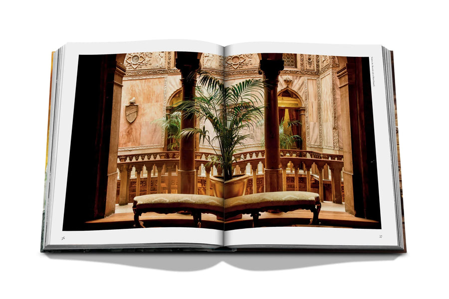 Assouline Italian Chic coffee table book displaying photo of Hotel Danieli at Italy restaurants spaces from Italy a white back ground available at Spacio India for luxury home decor collection of Travel Coffee Table Books.