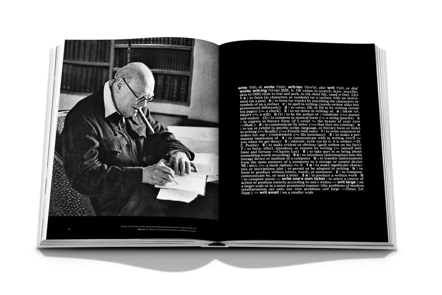 Assouline Montblanc coffee table book displaying vintage picture of Sir Winston Leonard Spencer Churchill was a British statesman, soldier, and writer who served as Prime Minister of the United Kingdom available at Spacio India for luxury home decor accessories collection of Fashion Coffee Table Books.