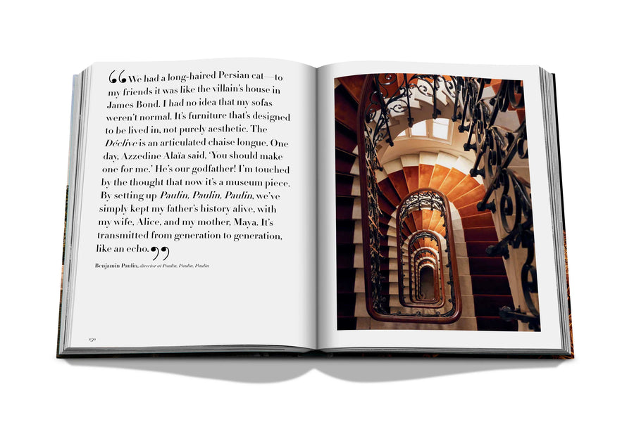 Assouline Paris Chic coffee table book displaying photos of Round Stairwell on white back ground available at Spacio India for luxury home decor accessories collection of Travel Coffee Table Books.