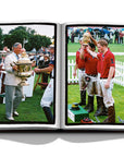 Assouline Polo Heritage Coffee Table Book displaying photo of polo players & trophy on a white back ground available at Spacio India for luxury home decor accessories collection of Sports Coffee Table Books.