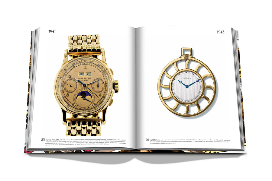 Assouline Coffee Table Book The Impossible Collection of Watches photo of Sotheby & Cartier Watches watches on a white back ground available at Spacio India for luxury home decor accessories collection of Ultimate Coffee Table Books.