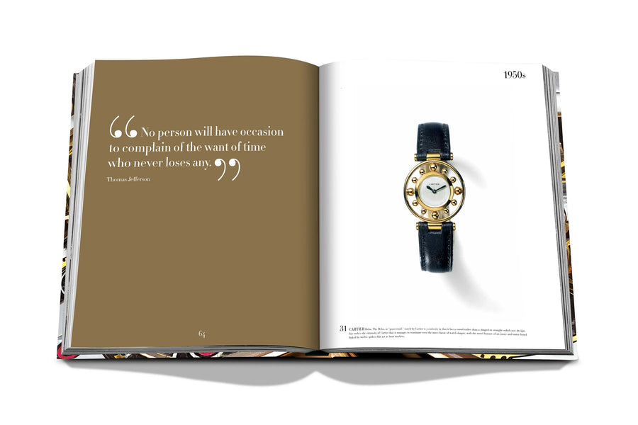 Assouline Coffee Table Book The Impossible Collection of Watches photo of Chopard Happy Diamonds wristwatch on a white back ground available at Spacio India for luxury home decor accessories collection of Ultimate Coffee Table Books.