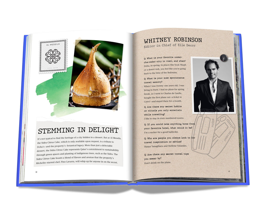 Assouline The Luxury Collection: Hotel Secrets coffee table book displaying photo of Editor in Chief of Elle Decor on a white back ground available at Spacio India for luxury home decor accessories collection of Travel Coffee Table Books.