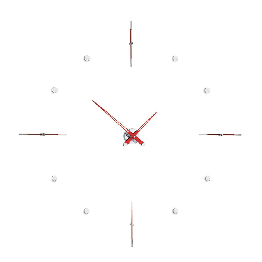 An elegant Nomon Mixto I Red 110cms MII000R clock with a white background and a red face.