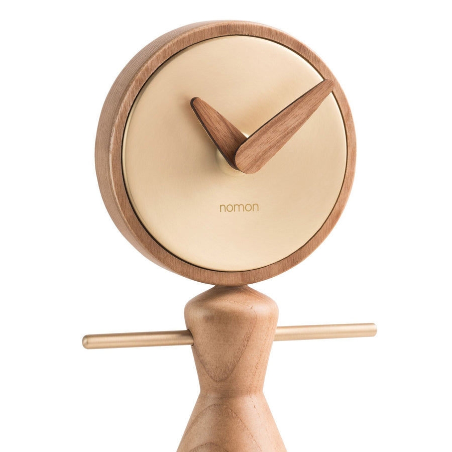 Clock Nomon Nena Oak and Brass NENARG