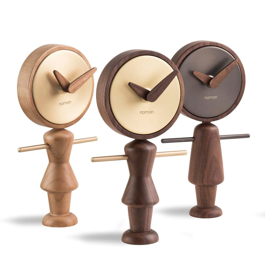 Clock Nomon Nena Oak and Brass NENARG