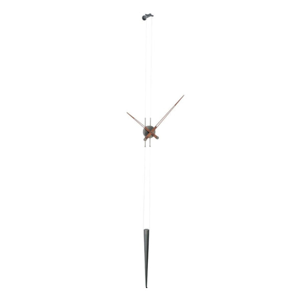 A stylish Nomon clock on a pole with a unique Clock Nomon Pendulo T - Walnut PET0000N clock face design.