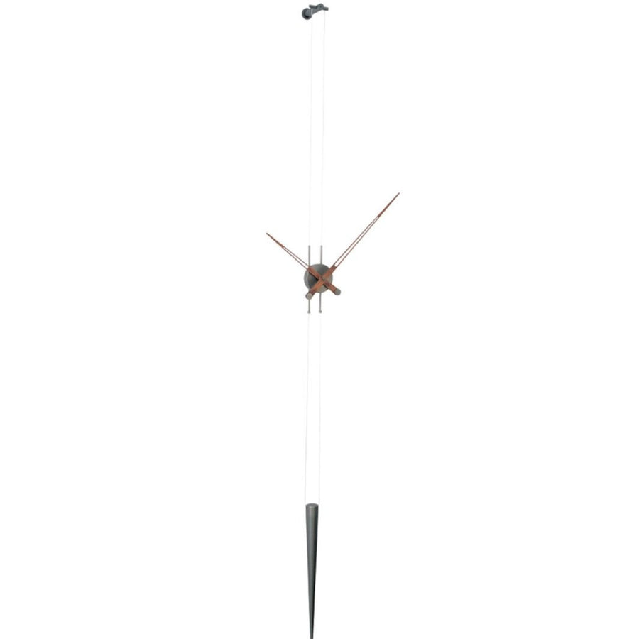 A stylish Nomon clock on a pole with a unique Clock Nomon Pendulo T - Walnut PET0000N clock face design.