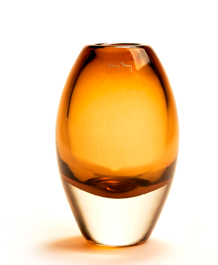 Henry Dean Jerzy Large Cognac Vase in amber-toned glass, perfect for luxury home decor, available at Spacio India retail stores and online.