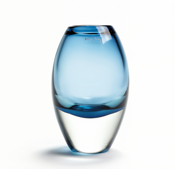 Henry Dean Jerzy Large Ink Vase in blue glass – luxury Belgian glass decor available at Spacio India for modern homes and artistic styling
