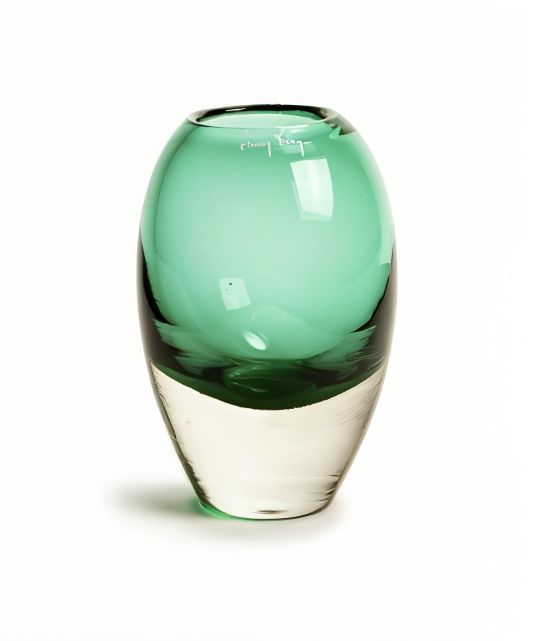 Henry Dean Jerzy Small Green Glass Vase – luxury glass decor accessory made in Belgium, available at Spacio India, perfect for elegant home styling