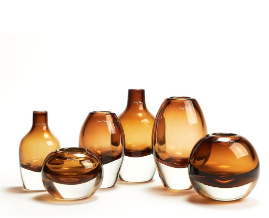 Collection of Henry Dean Jerzy Large Cognac Vases in various shapes, ideal for modern interiors and luxury accessories at Spacio India.