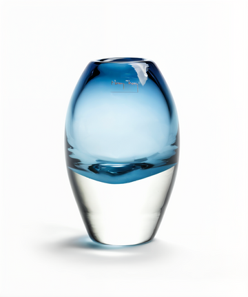 Henry Dean Jerzy Small Ink Vase in blue glass, available at Spacio India – luxury Belgian decor accessory for modern homes