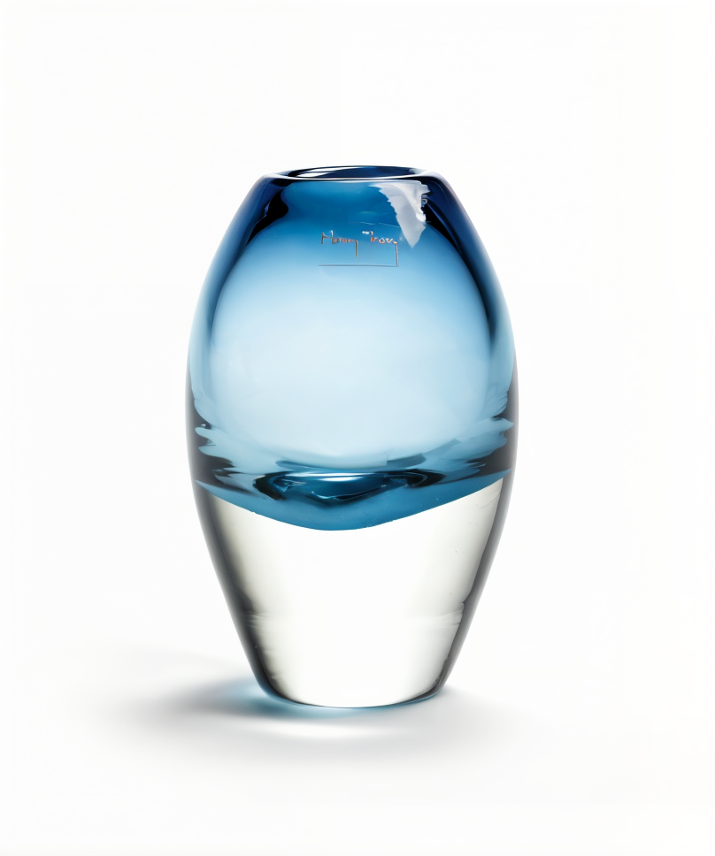 Henry Dean Jerzy Small Ink Vase in blue glass, available at Spacio India – luxury Belgian decor accessory for modern homes