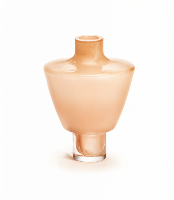 Elegant Buste Peach Glass Vase by Henry Dean, Belgium – Luxury glass decor accessory available at Spacio India for premium interiors