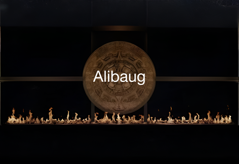 Luxury indoor and outdoor fireplaces in Alibaug by Spacio including water vapour, LED, bioethanol and gas fireplaces