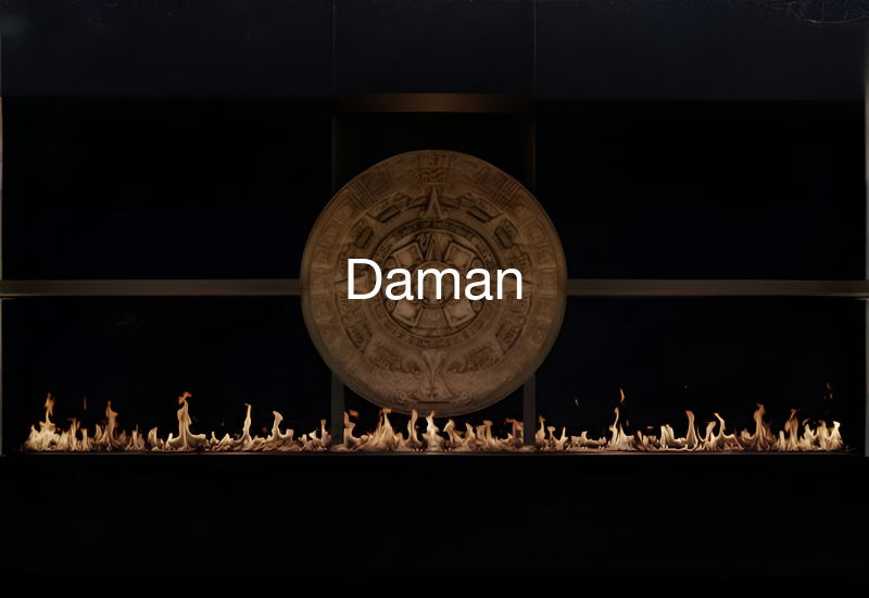 Luxury indoor and outdoor fireplaces in Daman by Spacio including water vapour, LED, bioethanol and gas fireplaces