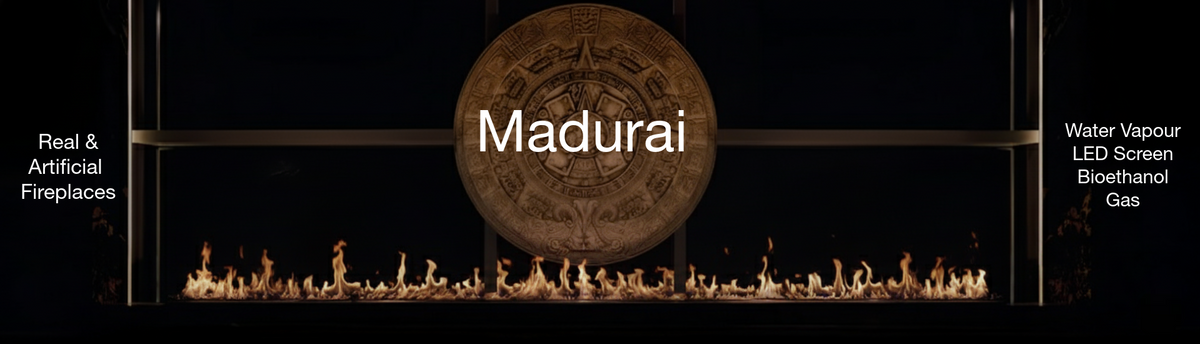 Luxury indoor and outdoor fireplaces in Madurai by Spacio including water vapour, LED, bioethanol and gas fireplaces