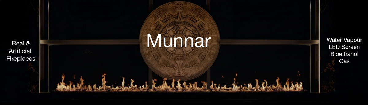 Luxury indoor and outdoor fireplaces in Munnar by Spacio including water vapour, LED, bioethanol and gas fireplaces