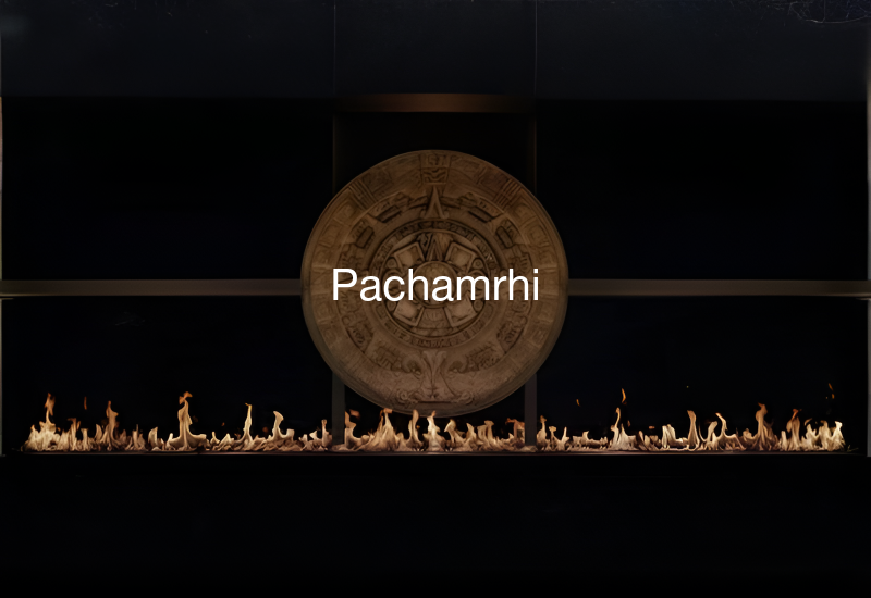 Luxury indoor and outdoor fireplaces in Pachamrhi by Spacio including water vapour, LED, bioethanol and gas fireplaces